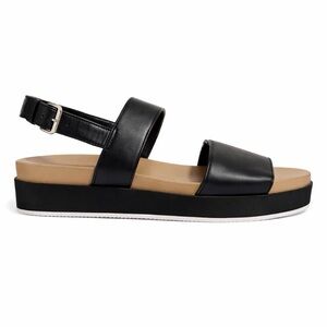 Via Spiga Black Leather Platform Sandals — Size 10